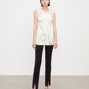 CHICJOC Women Pearl Acetate Satin Sleeveless Top